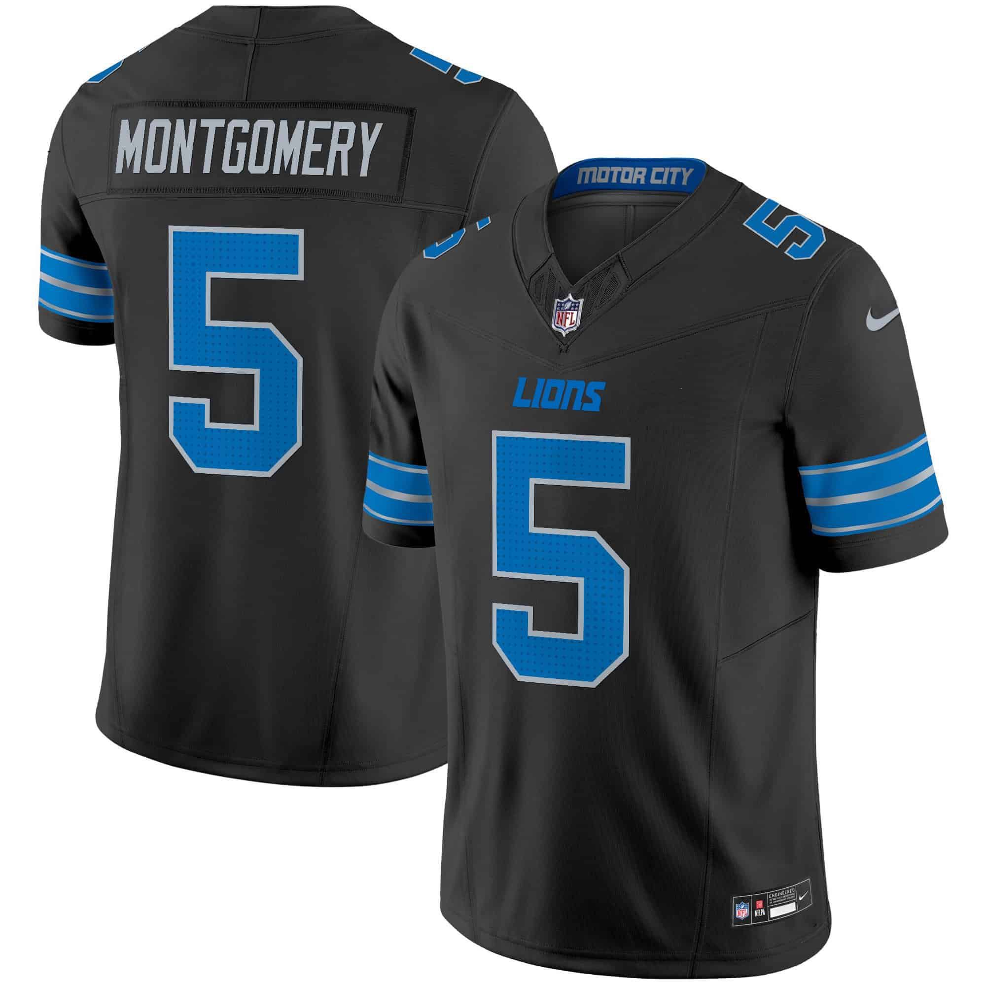 Men Detroit Lions #5 Montgomery Black 2024 Nike Vapor Limited NFL Jersey style 1->indianapolis colts->NFL Jersey